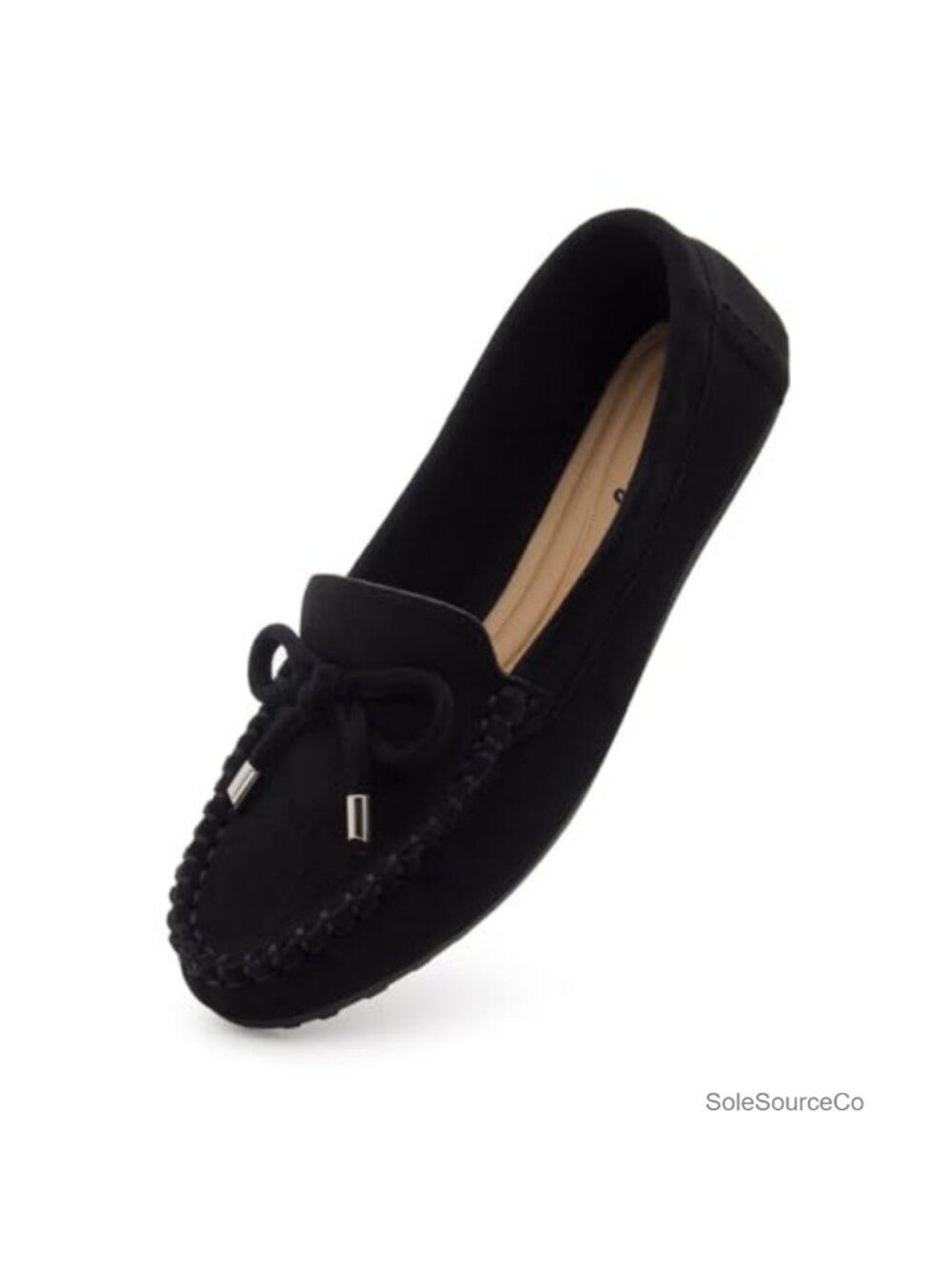 Slip-On Womens Loafers Memory Foam Insole Bow Detail Business Flats